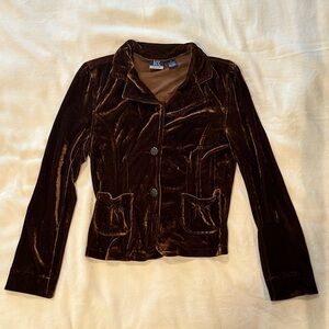 Elegant Velvet Women's Blazer in Rich Brown